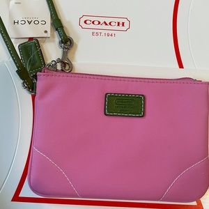 Pink and Green Coach Wristlet